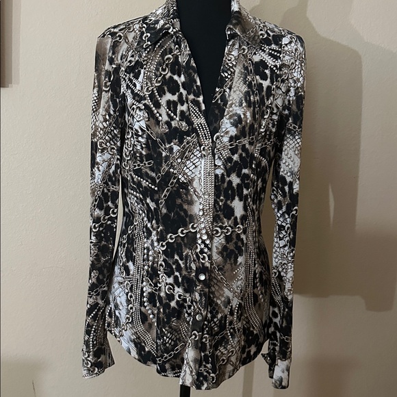 Cache Animal and Chain Pattern Blouse - Picture 5 of 6